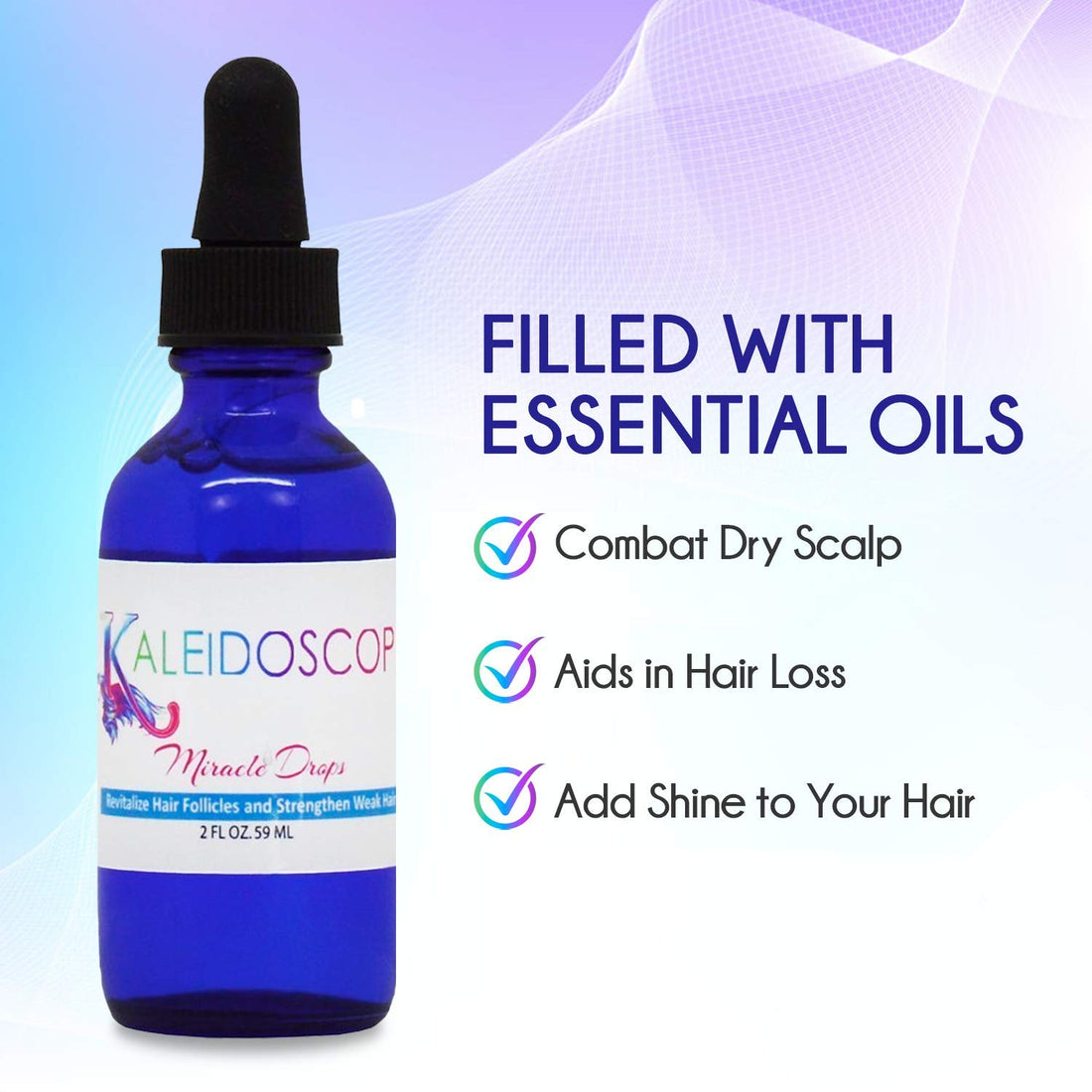 Kaleidoscope Miracle Drops Hair Oil for Strengthen Weak Hair 2oz Pack of 2