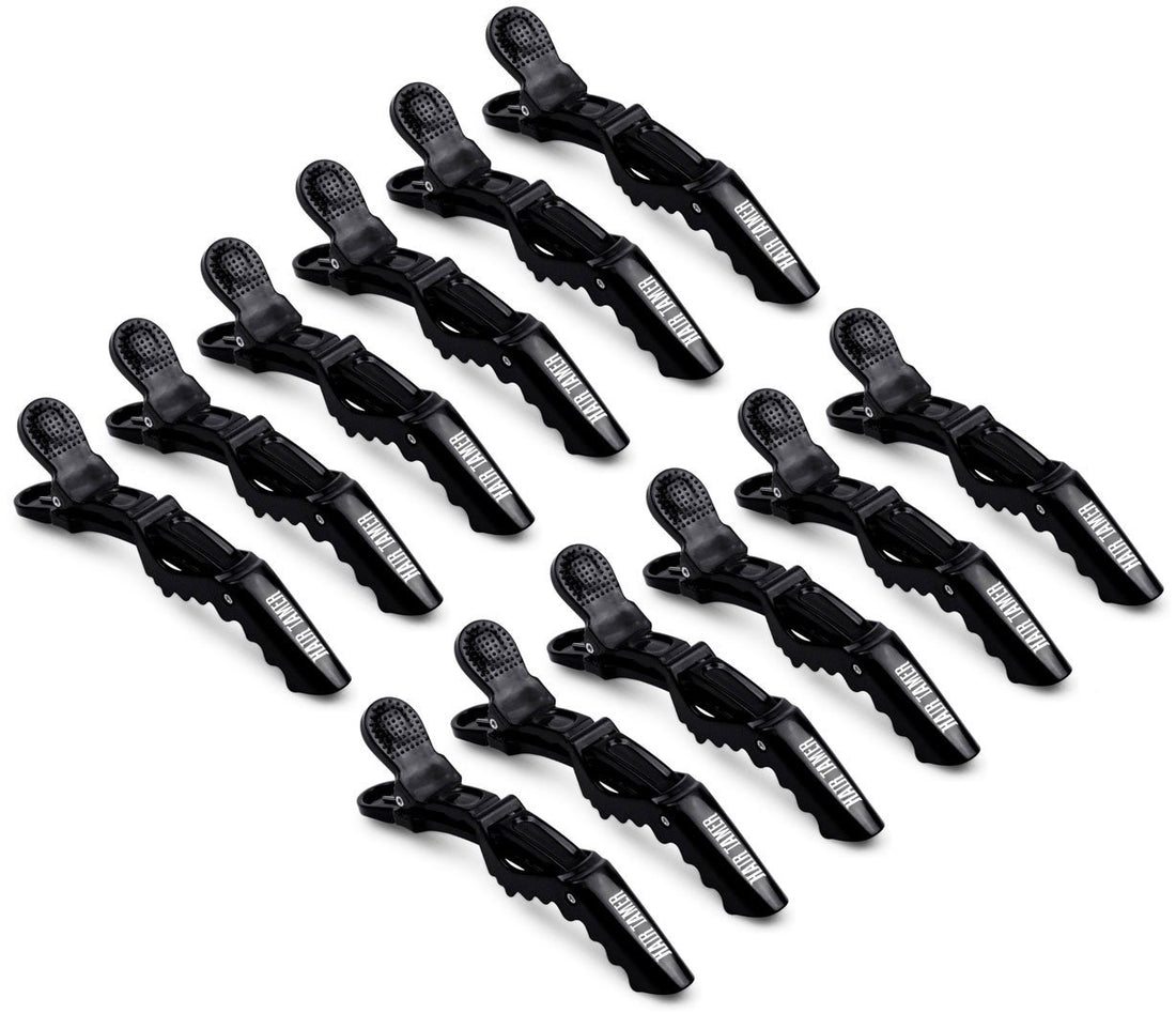 Hair Tamer Croc Hair Styling Clips, Black, 12 Pack
