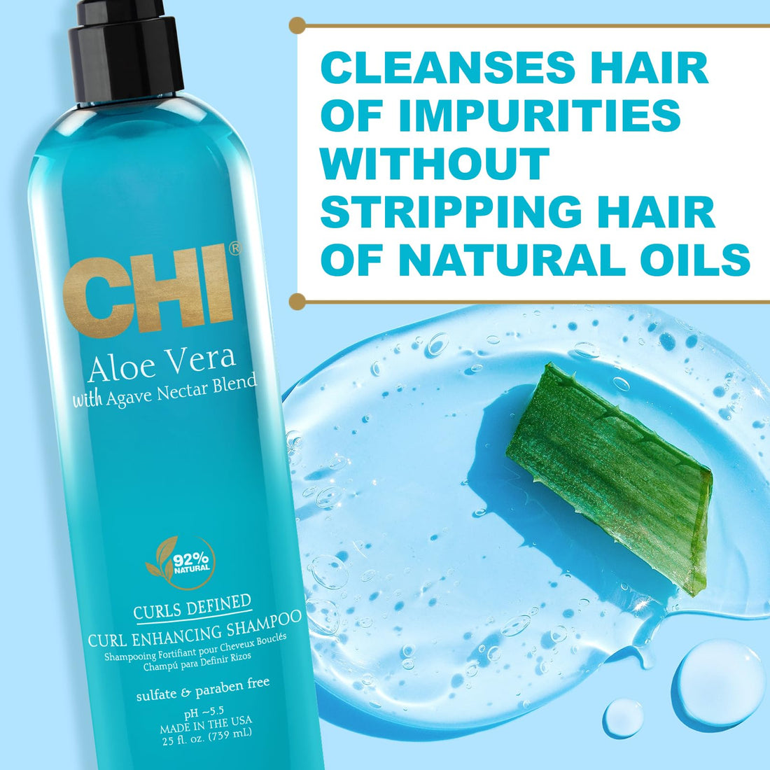 CHI Aloe Vera with Agave Nectar Curls Defined Curl Enhancing Shampoo 739ml/25oz