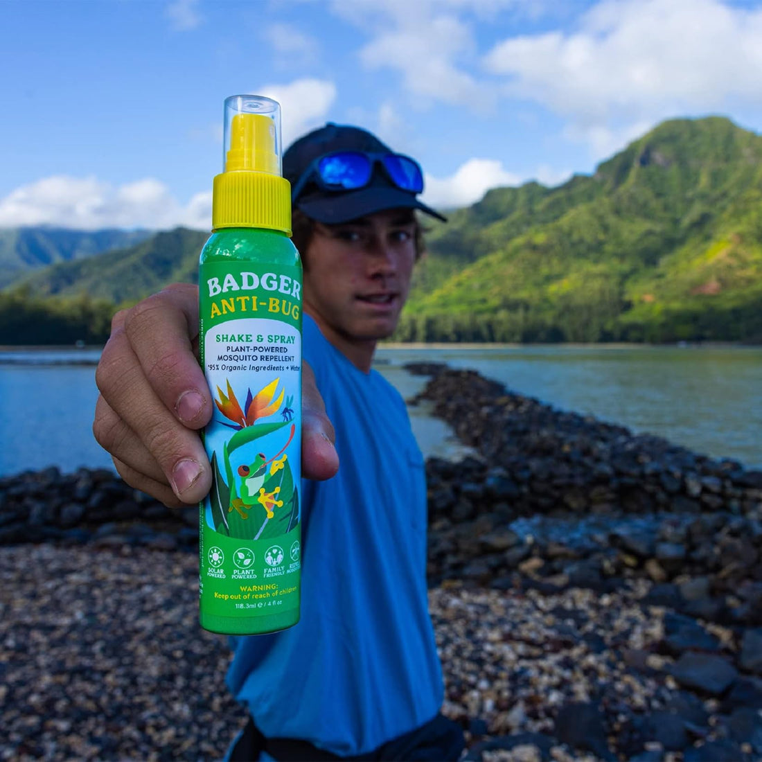 Badger Bug Spray, Organic Deet Free Mosquito Repellent with Citronella & Lemongrass,Natural Bug Spray for People,Family Friendly Bug Repellent,4 fl oz