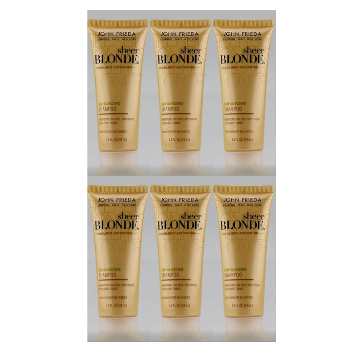 John Frieda Sheer Blonde Highlight Activating Daily Shampoo, Honey to Caramel, 1.5 oz (Pack of 6), For Darker Blondes
