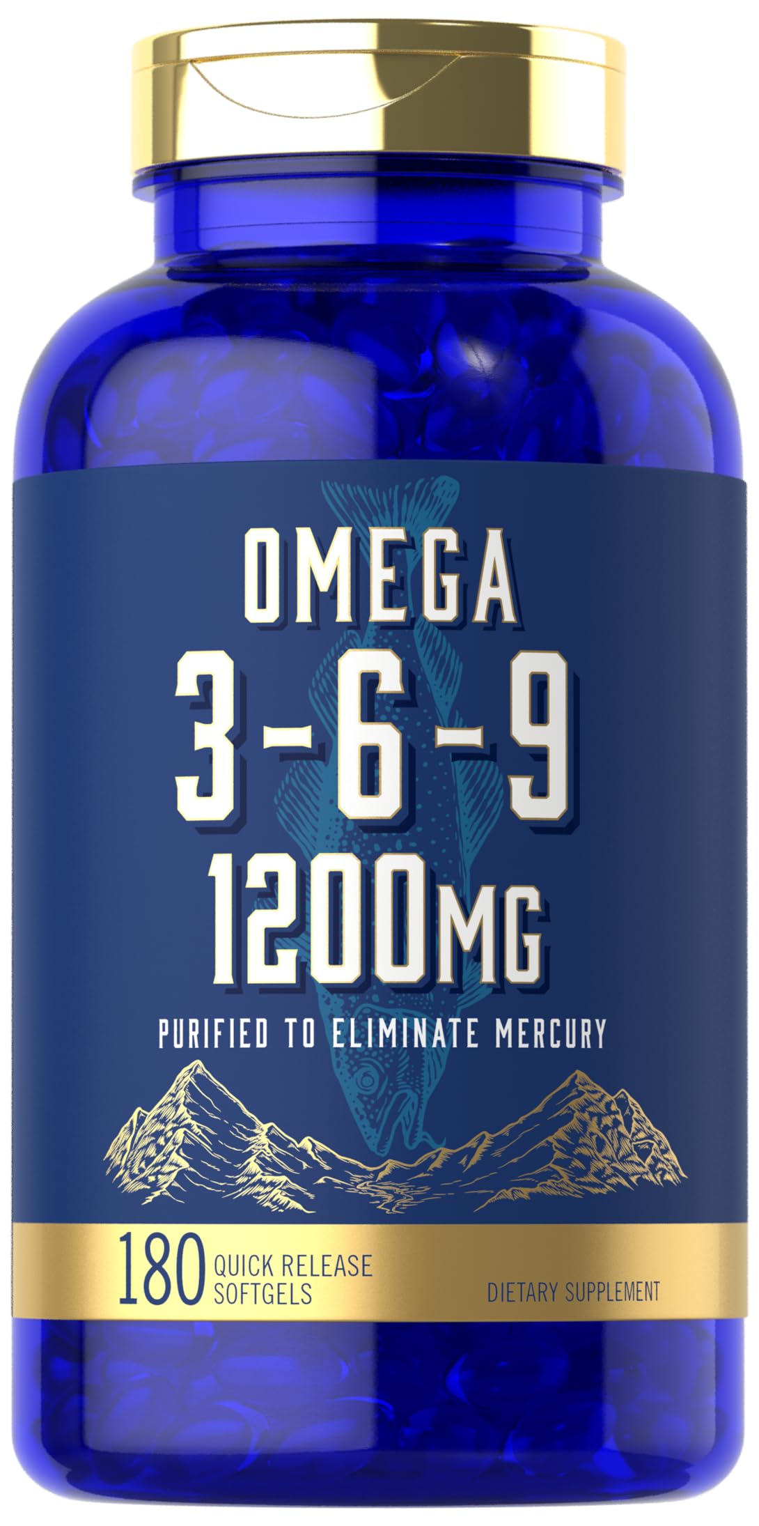 Carlyle Omega 3-6-9 1200mg | 180 Softgel Capsules | Triple Omega Supplement | Fish, Flaxseed & Borage Oils with EPA & DHA | Non-GMO & Gluten Free