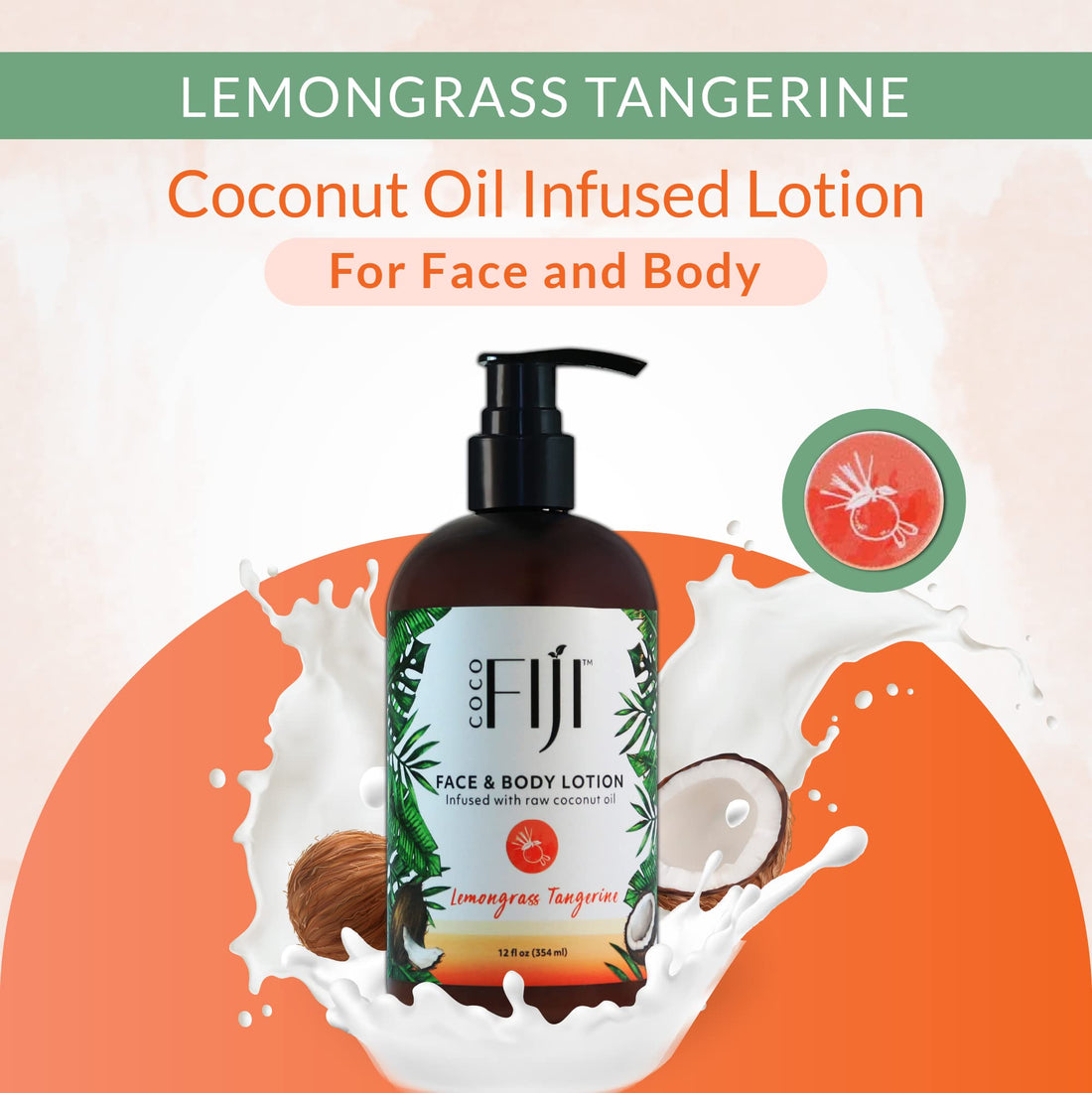 Organic Fiji Nourishing Lotion, Lemongrass Tangerine, 12-Ounces