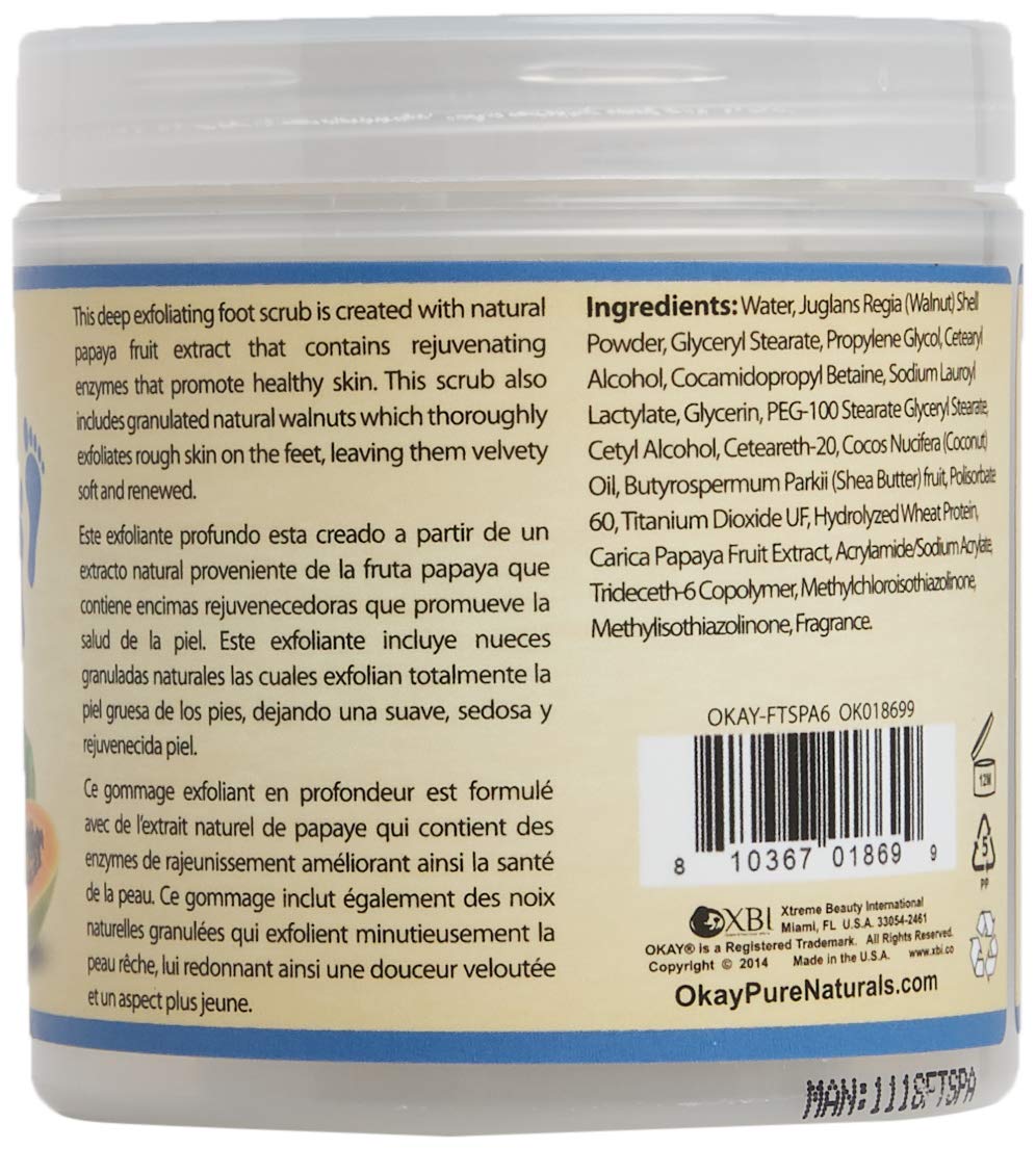OKAY Papaya Foot Scrub, 6 Ounce