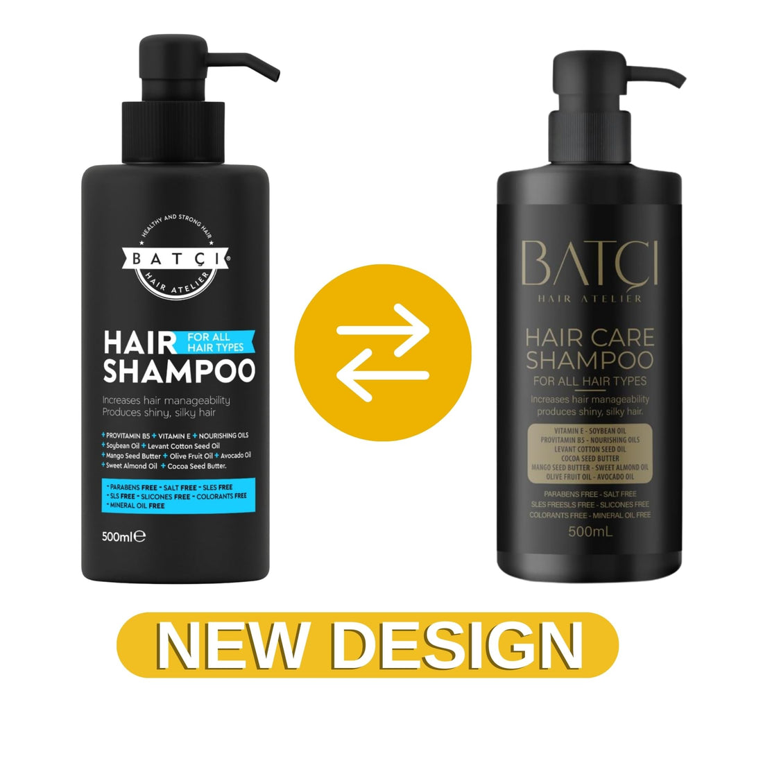 Batci Hair Atelier Provitamin Shampoo - Paraben and Sulfate-Free, Deep Moisturizing and Strengthening, Suitable for All Hair Types, 500 ml