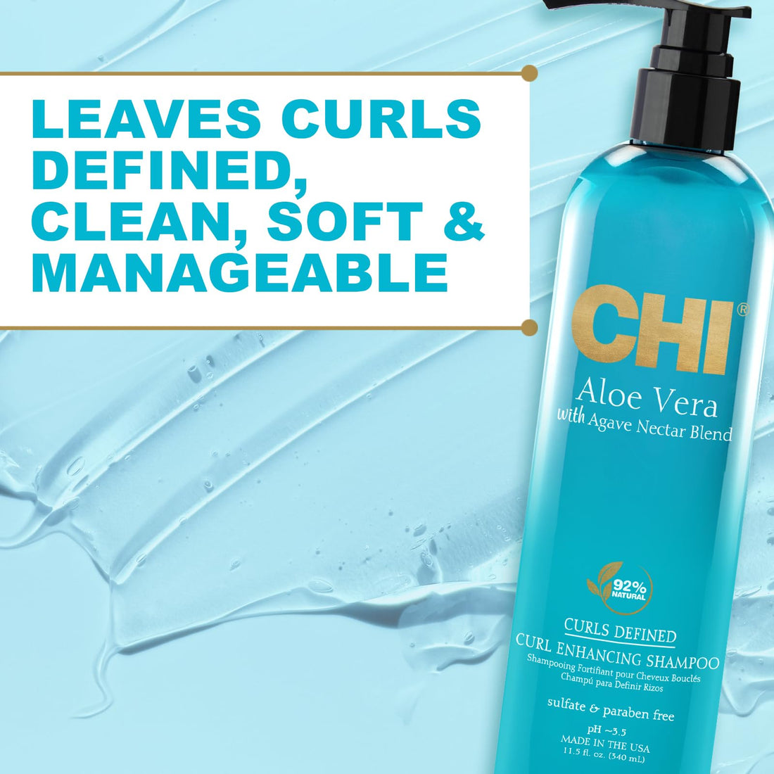 CHI Aloe Vera with Agave Nectar Curls Defined Curl Enhancing Shampoo 340ml/11.5oz