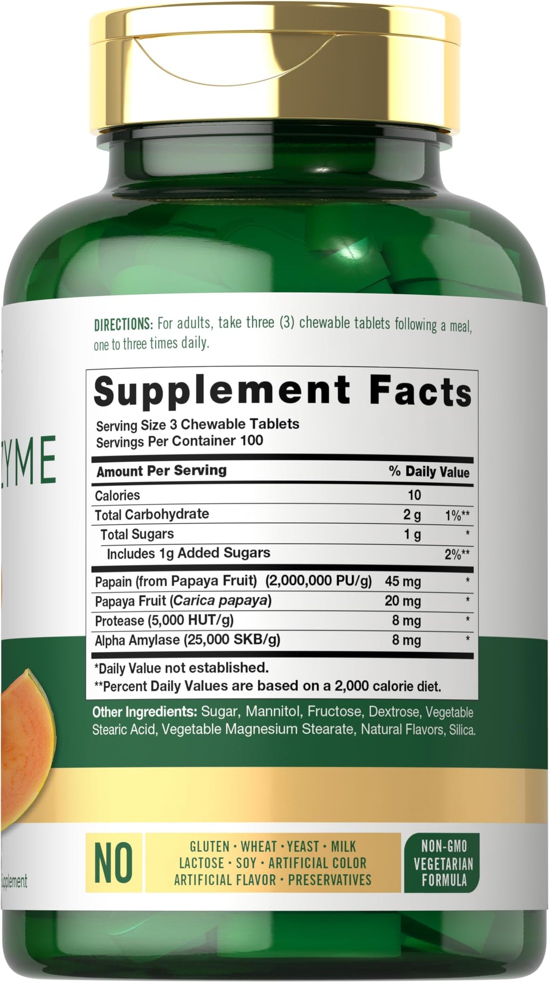 Carlyle Papaya Enzyme Chewable Tablets | Vegetarian, Non-GMO, Gluten Free Formula | Tropical Flavor