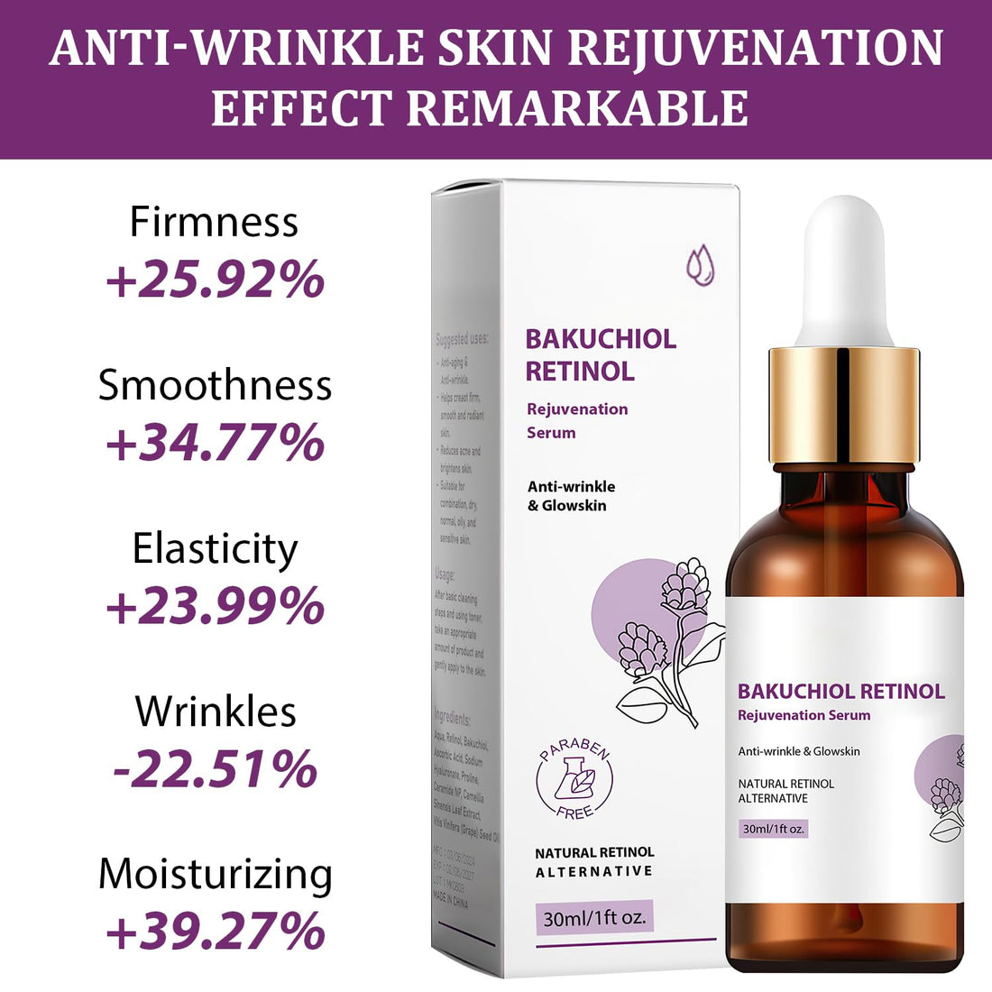 Bakuchiol Retinol Rejuvenation Serum,Venature Bakuchiol Retinol Korean, Retinol Serum for Wrinkles, Best Anti-Aging (2PCS)
