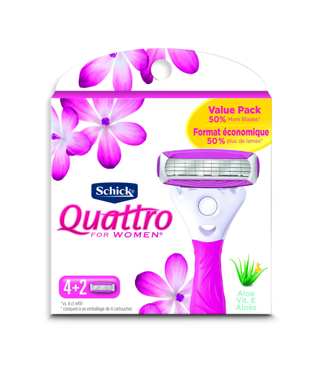 Schick Quattro Ultra Smooth Razor Blade Refills for Women Value Pack, 6 Count