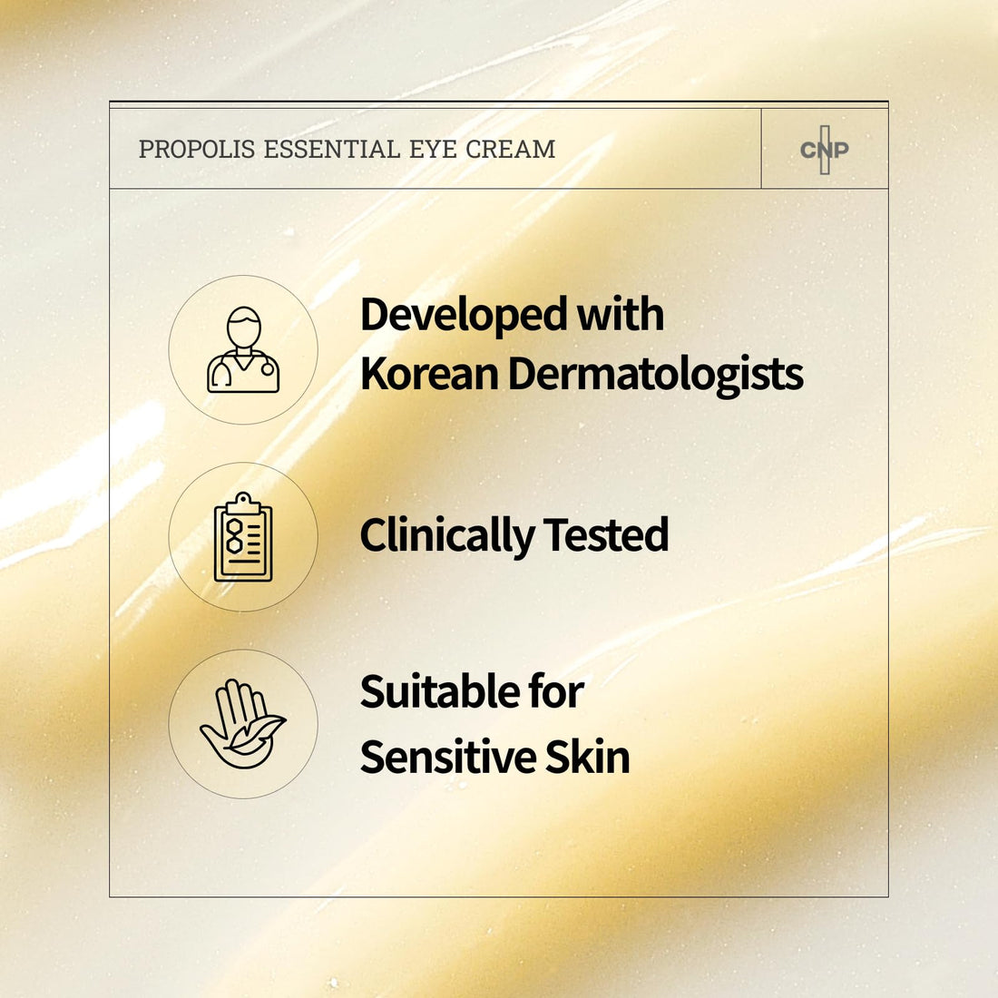CNP Propolis Eye Cream (1.7 fl.oz / 50ml) - Nourishing Eye Cream with Propolis Extract, Ceramide, Lightweight Cream Texture, Firming Wrinkles, Gifts for Women, Korean Skin Care