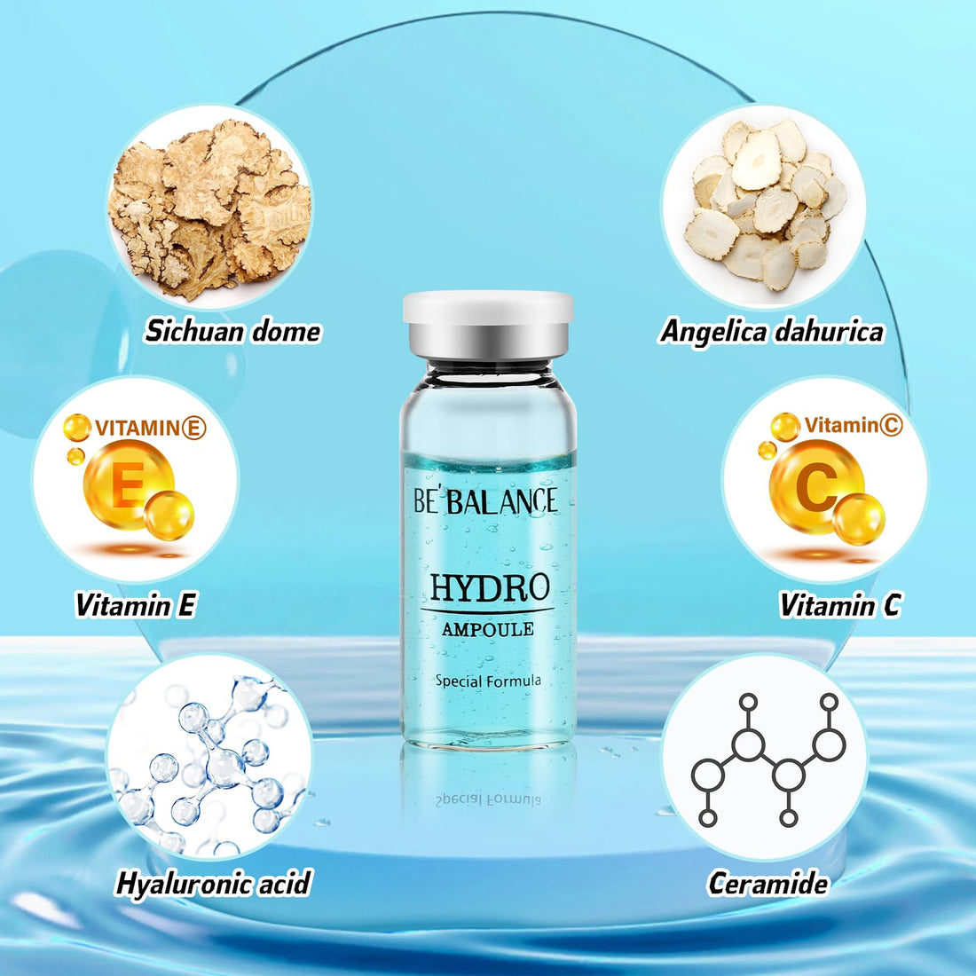 Hydro Ampoule-Korean Skin Care Serum for Microneedling Serum Ampoules for Face Starter Kit,dry effectivelyAll-purpose ampoule for Sensitive skin