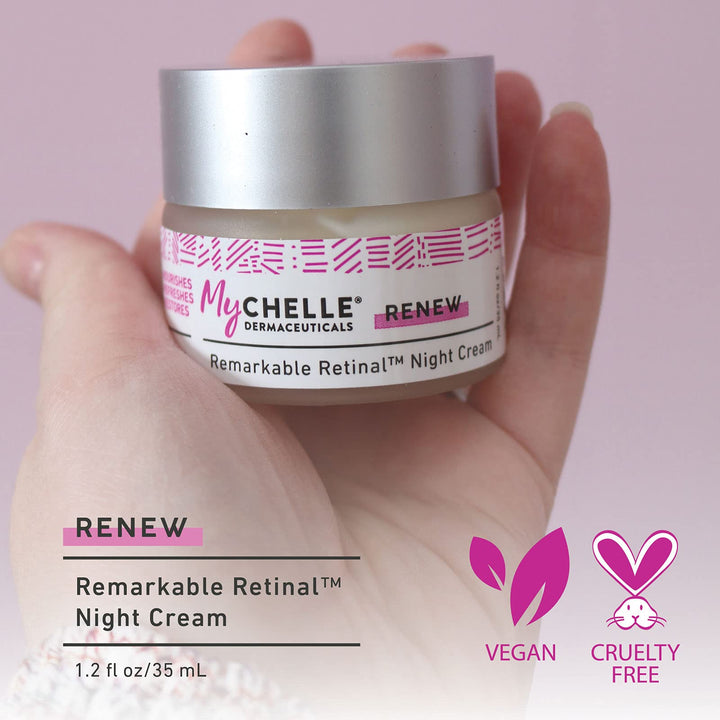 MyChelle Dermaceuticals Remarkable Retinal Night Cream Nutrient-Rich Moisturizer with Vitamin A for All Skin Types, Cruelty Free, Vegan, 1.2 fl oz