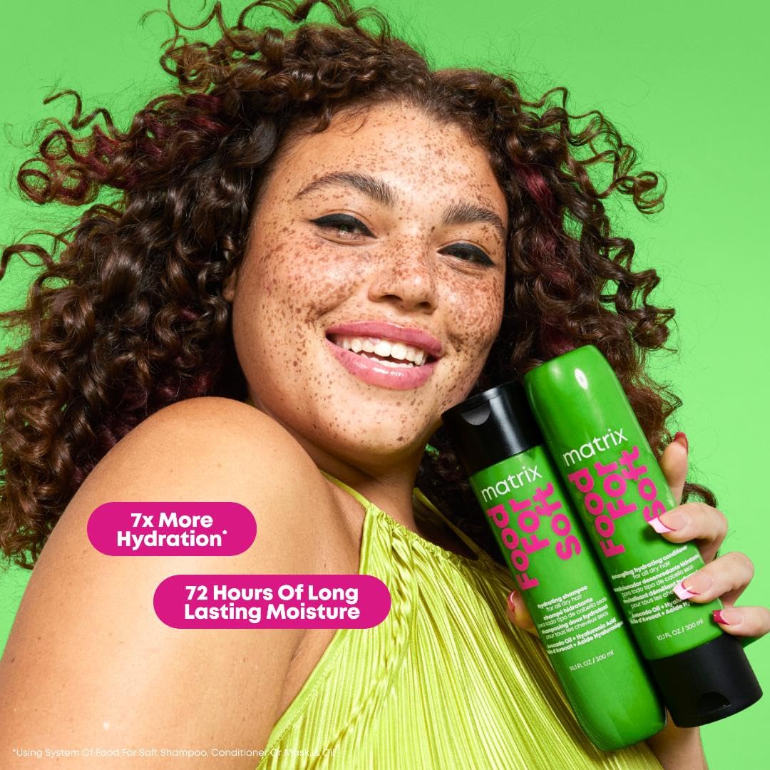 Matrix Food For Soft Shampoo For Color-Treated, Dry and Brittle Hair - Moisturizes, Softens and Smooths, With Avocado Oil & Hyaluronic Acid, Vegan, 10.1 Fl Oz