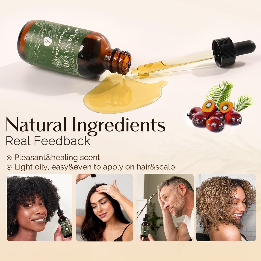 YANIBEST Batana Oil Boost Hair Volume Enhance Hair Density Scalp Nourishing Relieves Dry, Itchy, Improve Scalp Health