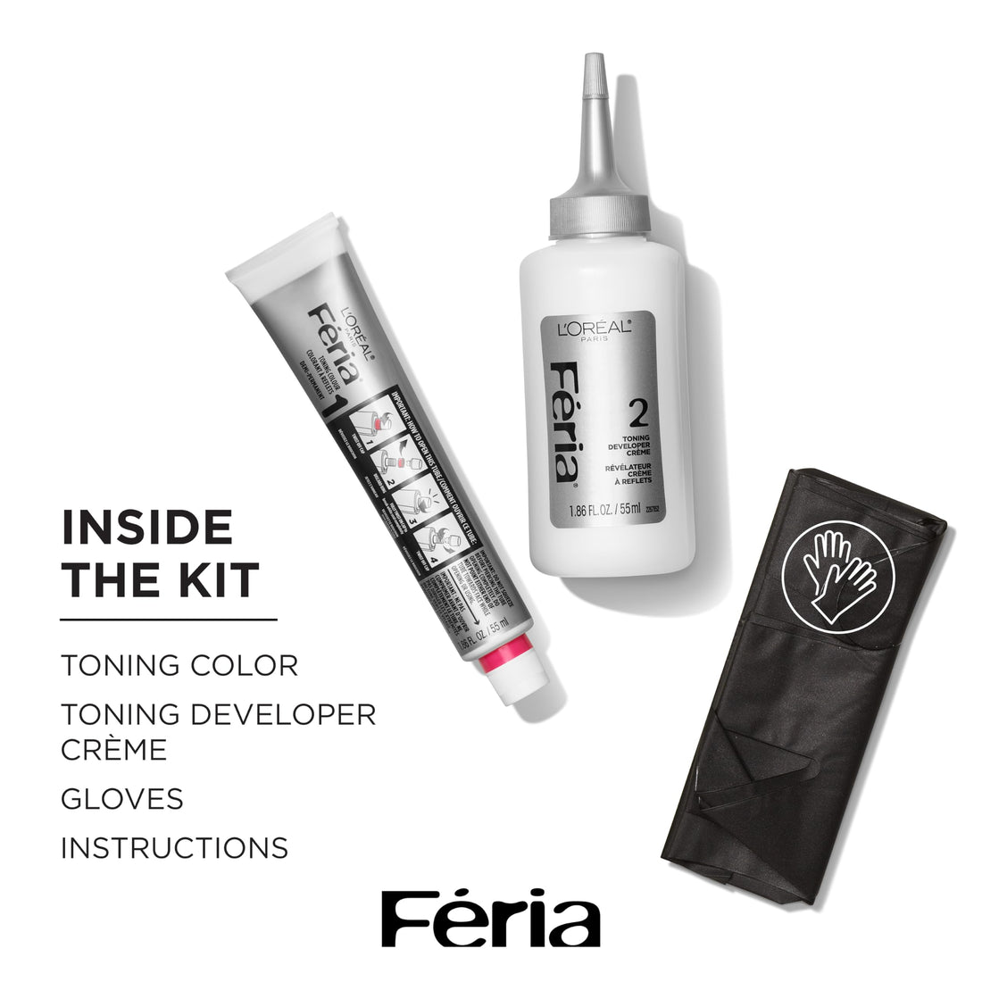 L'Oreal Paris Feria Long-Lasting Anti Brass Power Hair Toner, Ammonia Free Demi Permanent Hair Color, Ice Blonde Hair Toner, 1 Application