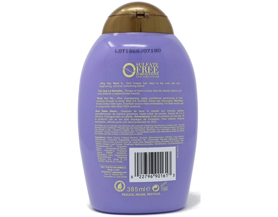 OGX Hydrate & Color Reviving + Lavender Luminescent Platinum Conditioner, 13 Ounce