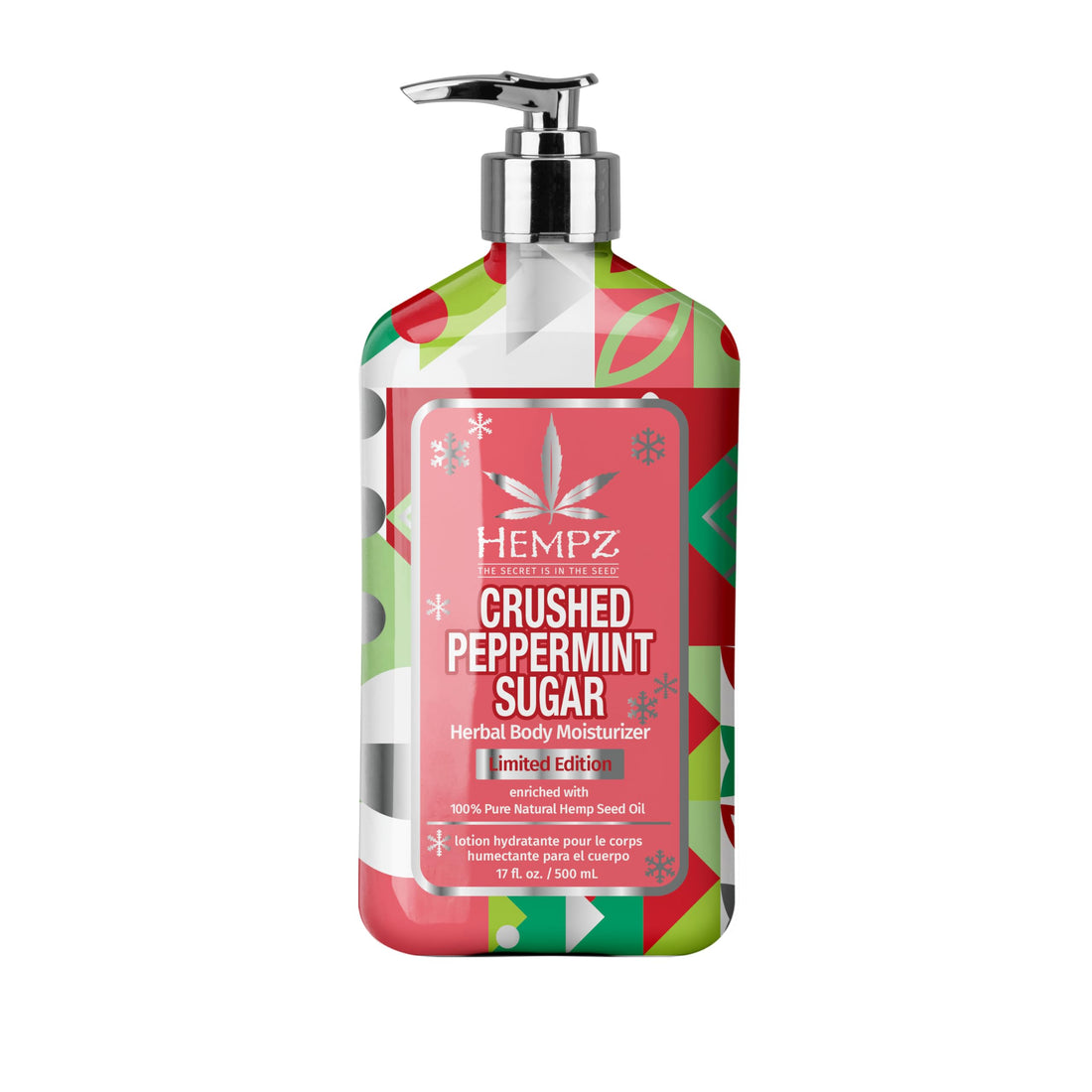 Hempz Crushed Peppermint Sugar Body Lotion, Moisturizer for men and women, Holiday Gifts, 17 oz