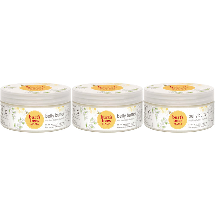 Burt's Bees Mama Belly Butter Stretch Mark Cream for Pregnancy Massages Body & Reduces Scar Appearance, Prenatal & Postnatal Tummy Skin Care, Shea Butter & Vitamin E Rich Formula, 6.5 Oz (Pack of 3)
