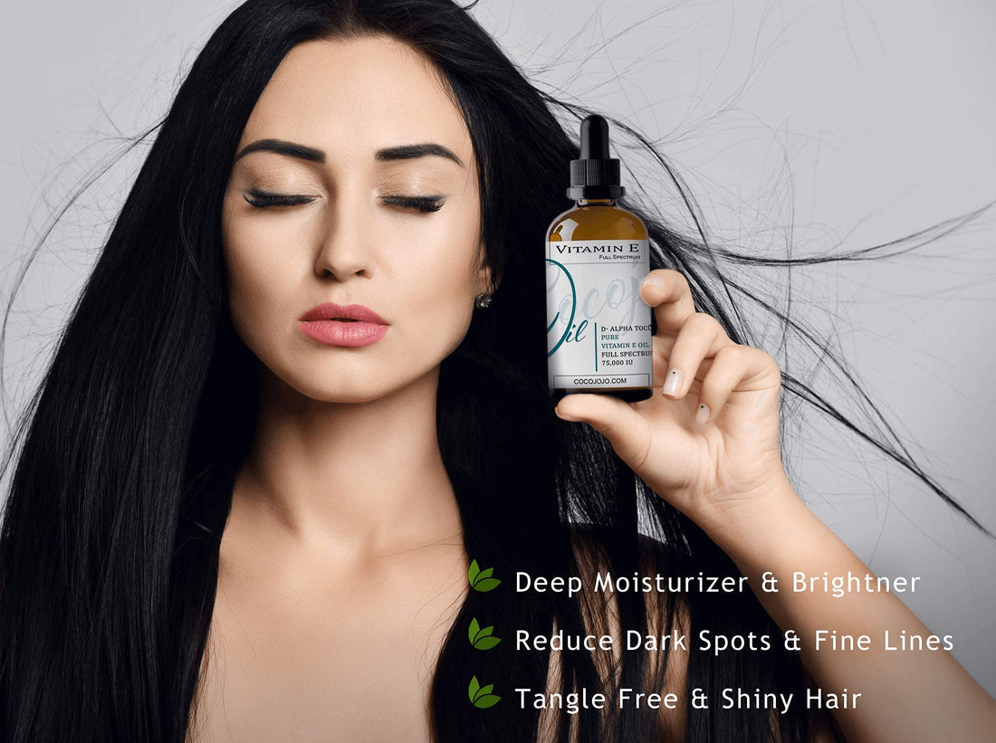 cocojojo Vitamin E Oil for Skin, Organic Vitamin E Oil for Hair, Face, Liquid Vitamin E, Vitamin E Body Oil, 100% Pure Natural Cold Pressed Unrefined, Moisturizes & Nourishes, Non GMO - 4 Oz