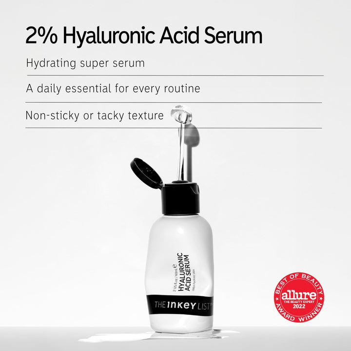 The INKEY List 2% Hyaluronic Acid Face Serum 2 FL/60ml, Hydrating Skincare, Combats Dry Skin, Vegan Friendly, Suitable For All Skin Types