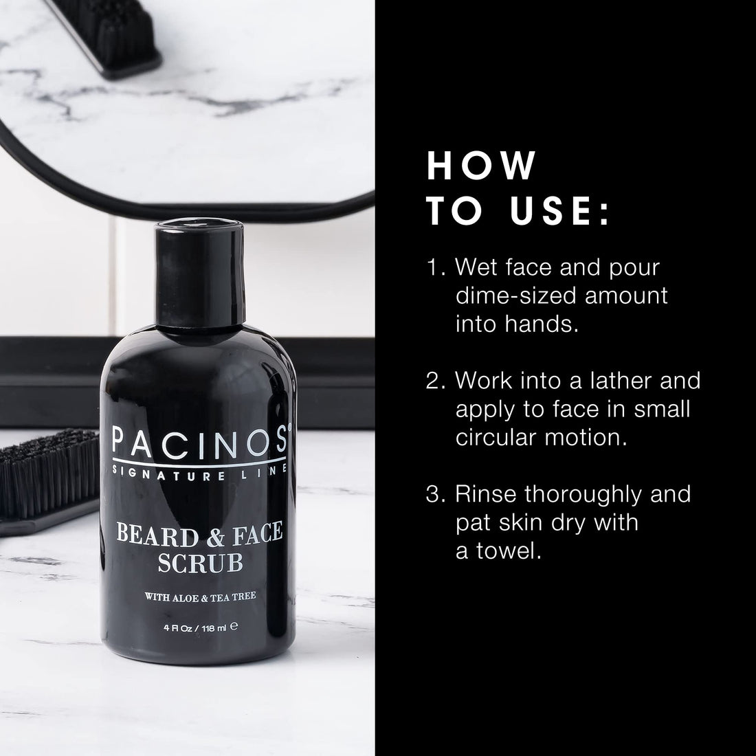 Pacinos Shave System Aloe & Tea Tree Beard & Face Scrub 4 oz