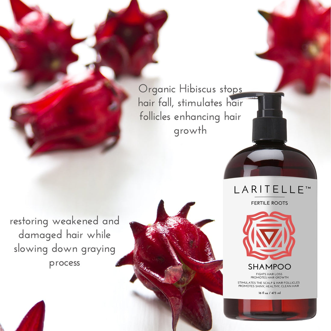 Laritelle Organic Shampoo 16 oz. Fortifying, Strengthening, Rejuvenating. Prevents Hair Shedding, Promotes New Hair Growth. Ayurvedic Herbs, Lavender, Ginger, Rosemary, Patchouli and Cloves. Vegan. GF