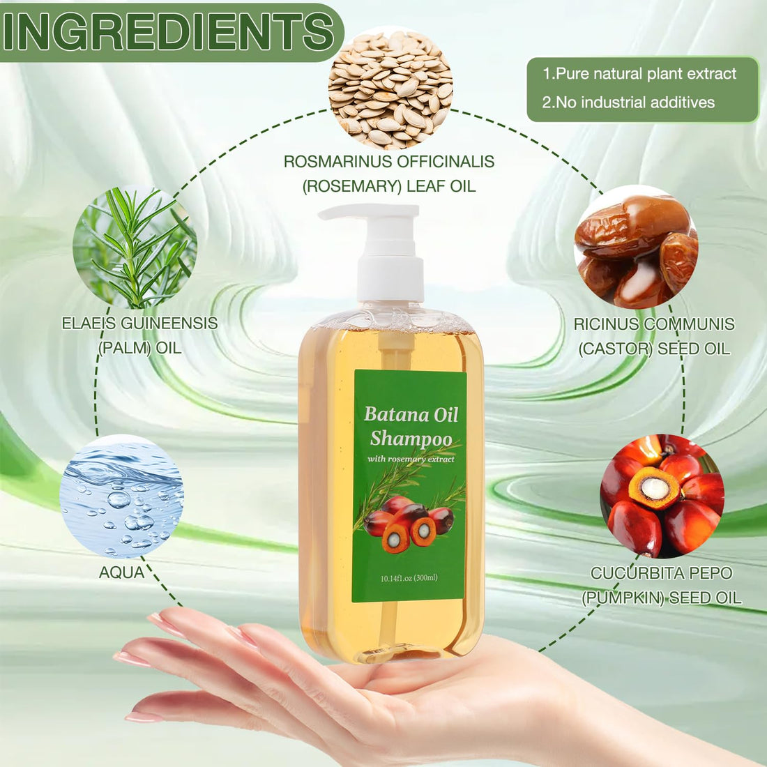 Shampoo De Batana, Rosemary Oil Shampoo,Batana Shampoo,Batana Shampoo with Rosemary Extract, Shampoo De Batana Para La Caida Del Cabello, Nourishing & Regenerating Hair-Soft and Fluffy for Men & Women