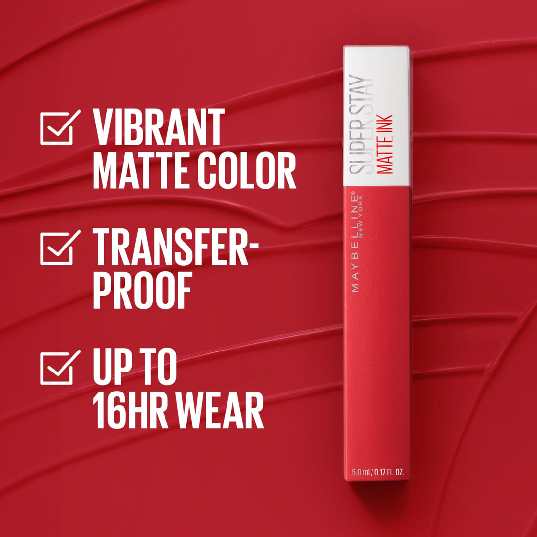 Maybelline Super Stay Matte Ink Liquid Lipstick Makeup, Long Lasting High Impact Color, Up to 16H Wear, Hustler, Red Brown, 1 Count, Packaging May Vary