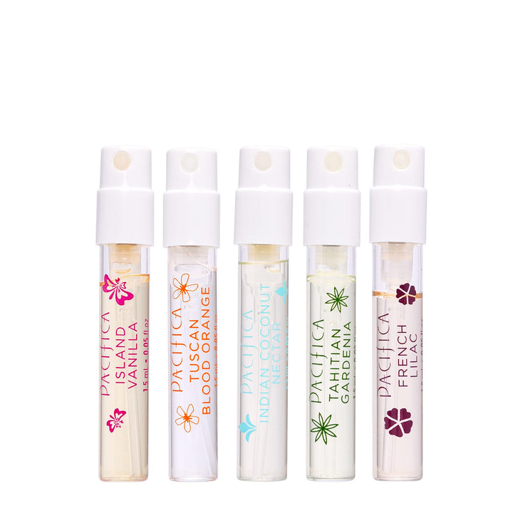 Pacifica Beauty | Wanderlust Spray Perfume Trial Set | Featuring Island Vanilla Mini | 5 Scents | Fragrance Sampler Gift Set | Natural + Essential Oils | Clean Fragrance | Vegan + Cruelty Free