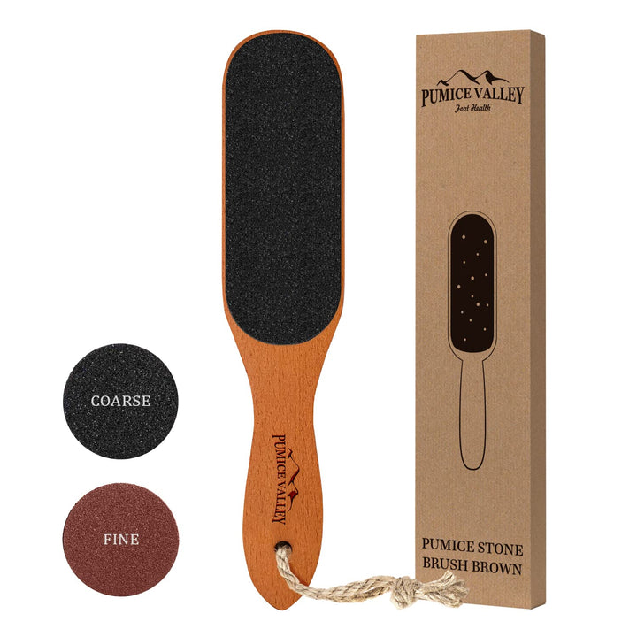 Pumice Stone Foot Scrubber - Pedicure Foot File with Handle for Dry Dead Skin - Callus Remover for Feet - Foot Scraper - Exfoliating Brush for Heels, Elbows, Hands
