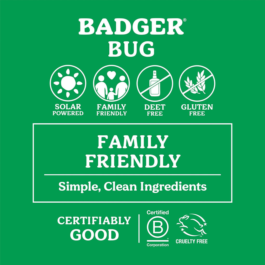 Badger Bug Spray, Organic Deet Free Mosquito Repellent with Citronella & Lemongrass,Natural Bug Spray for People,Family Friendly Bug Repellent,4 fl oz
