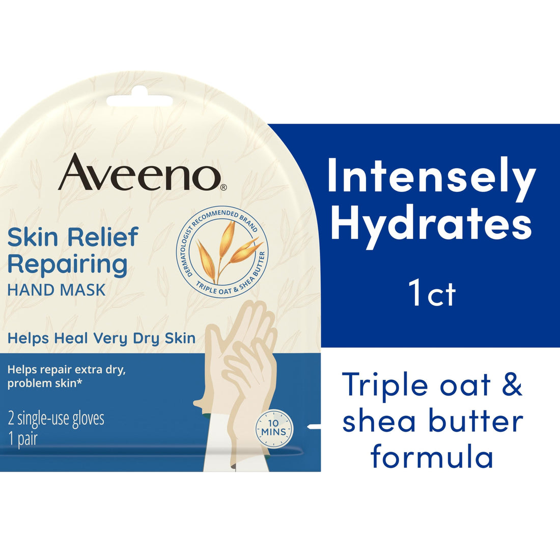 Aveeno Stress Relief Gift Set, Skincare Set for Sensitive Skin with Soothing Body Wash & Moisturizing Body Lotion, plus, Skin Relief Repairing Hand Masks for Very Dry Skin, 3 Items