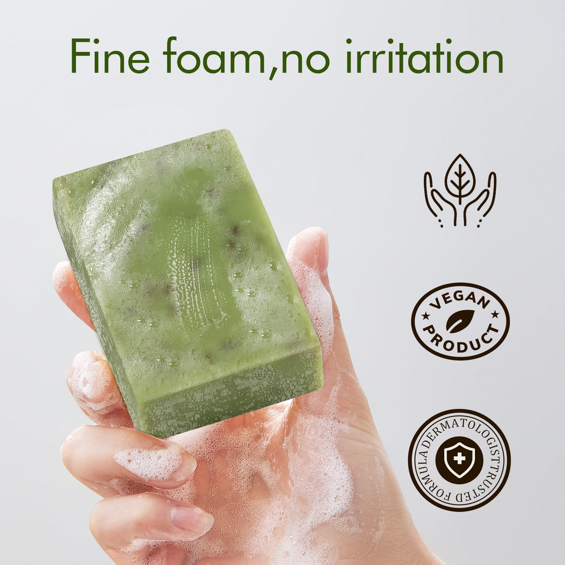 PALFICAB Green Tea Soap Bar, Natural Bath Soap with Tea Leaves, Coconut Oil, Shea Butter, Homemade - Vegan Bar Soap with Cold Pressed For Face and Body, Help Moisturizing Soften Dry Skin, 2 Bars