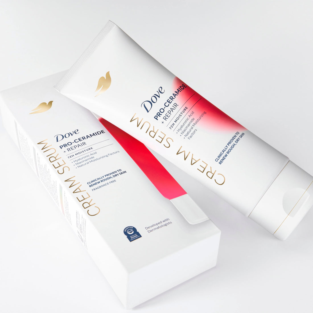 Dove Body Cream Serum Pro-Ceramide + Repair for Rough, Extremely Dry Skin, with Hyaluronic Acid, Niacinamide and Natural Moisturizing Factors Lotion, 8 oz