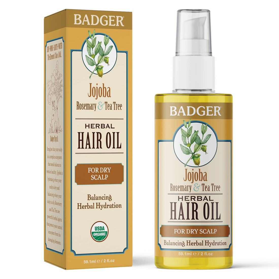 Badger Jojoba Hair Oil - For Dry Scalp