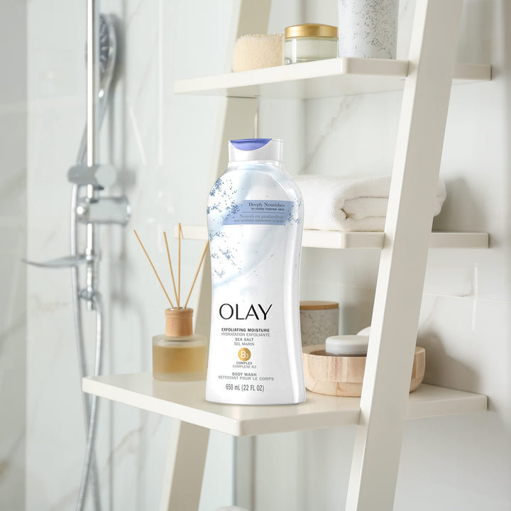Daily Exfoliating With Sea Salts : Olay Daily Exfoliating with Sea Salts Body Wash, 22 oz, (4 Count)