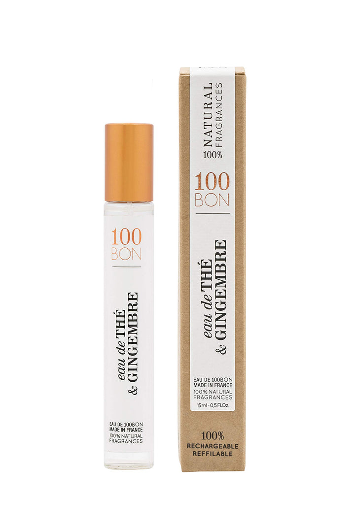 100BON Eau De The & Gingembre – Tea & Ginger Fragrance for Women & Men – Energizing Organic Fragrance - Sweet, Citrus & Spicy Notes Fragrance - 100% Natural Fragrance Spray, 0.5 Fl Oz