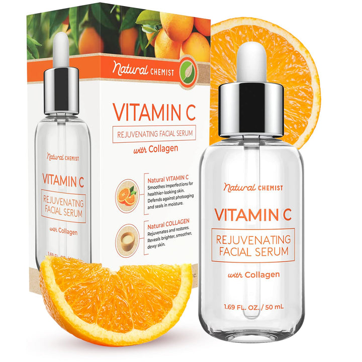 Natural Chemist Vitamin C Serum With Collagen - Dermatologist Tested, Skin Brightening, Anti-Aging, Acne Treatment, Fades Dark Spots, Cruelty Free Korean Skin Care For All Skin Types - 1.69 oz