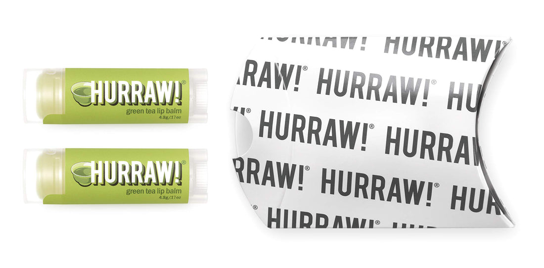 Hurraw! Green Tea Lip Balm, 2 Pack: Organic, Certified Vegan, Cruelty and Gluten Free. Non-GMO, 100% Natural Ingredients. Bee, Shea, Soy and Palm Free. Made in USA