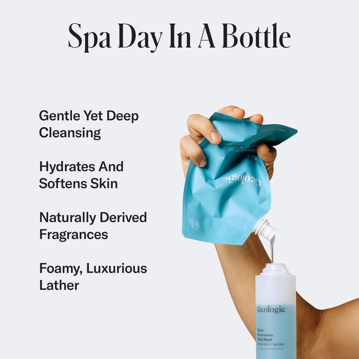 Geologie Moab Superclean Body Wash Refill Pack | Bergamot + Juniper | 16 fl oz