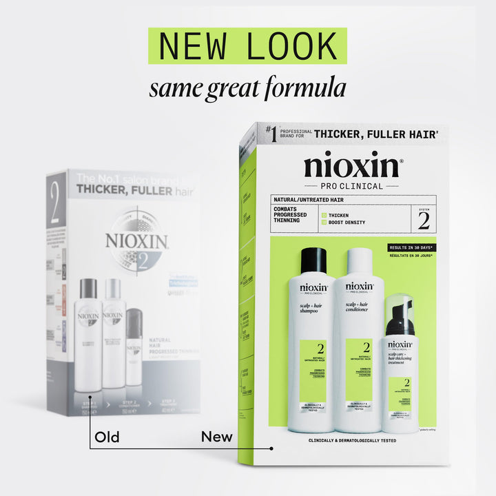 Nioxin Scalp + Hair Thickening System 2 - Hair Thickening System for Natural Hair with Progressed Thinning, Full Size (Packaging May Vary)