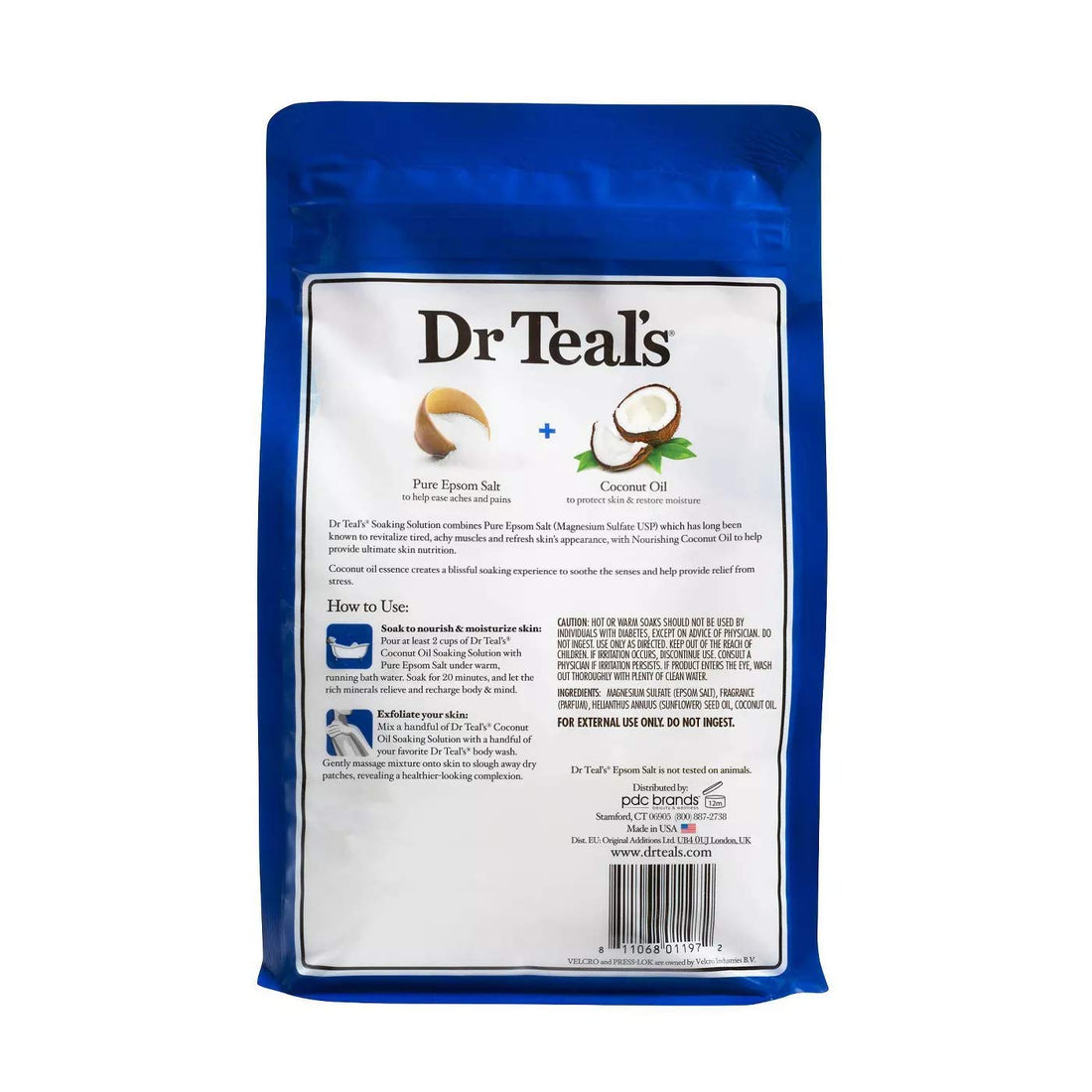 Dr Teals Coconut Oil Pure Espom Salt Soaking Solution 3 lbs.(Pack of 2)