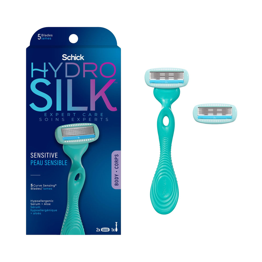 Schick Hydro Silk Sensitive Skin Razor for Women with 2 Moisturizing Razor Blade Refills