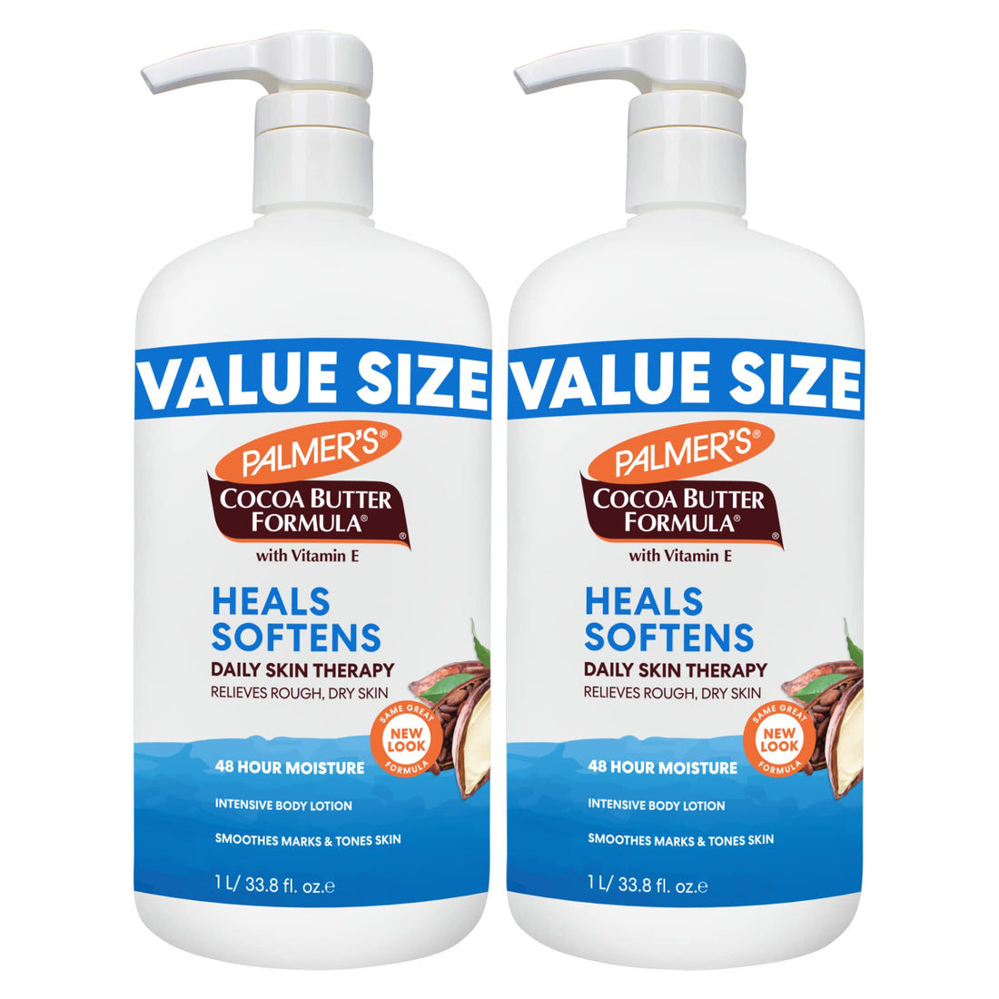 Palmer's Cocoa Butter Formula Daily Skin Therapy Body Lotion, Pump Bottle, 33.8 Ounces (Pack of 2)
