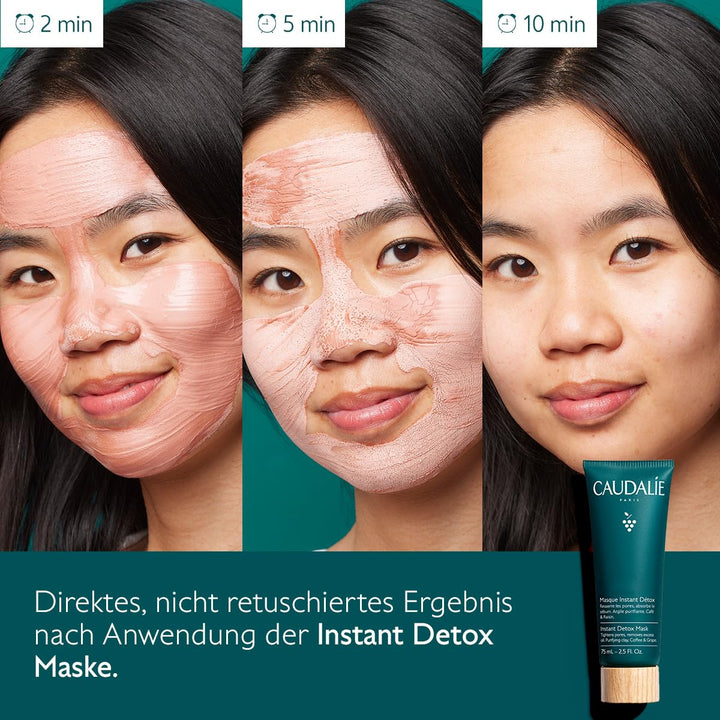 Caudalie Instant Detox Mask, Pore Minimizing Clay Mask, Visibly Eliminates Excess Sebum and Visibly Tightens Pores in as Little as 10 Minutes, 2.5 Fl Oz