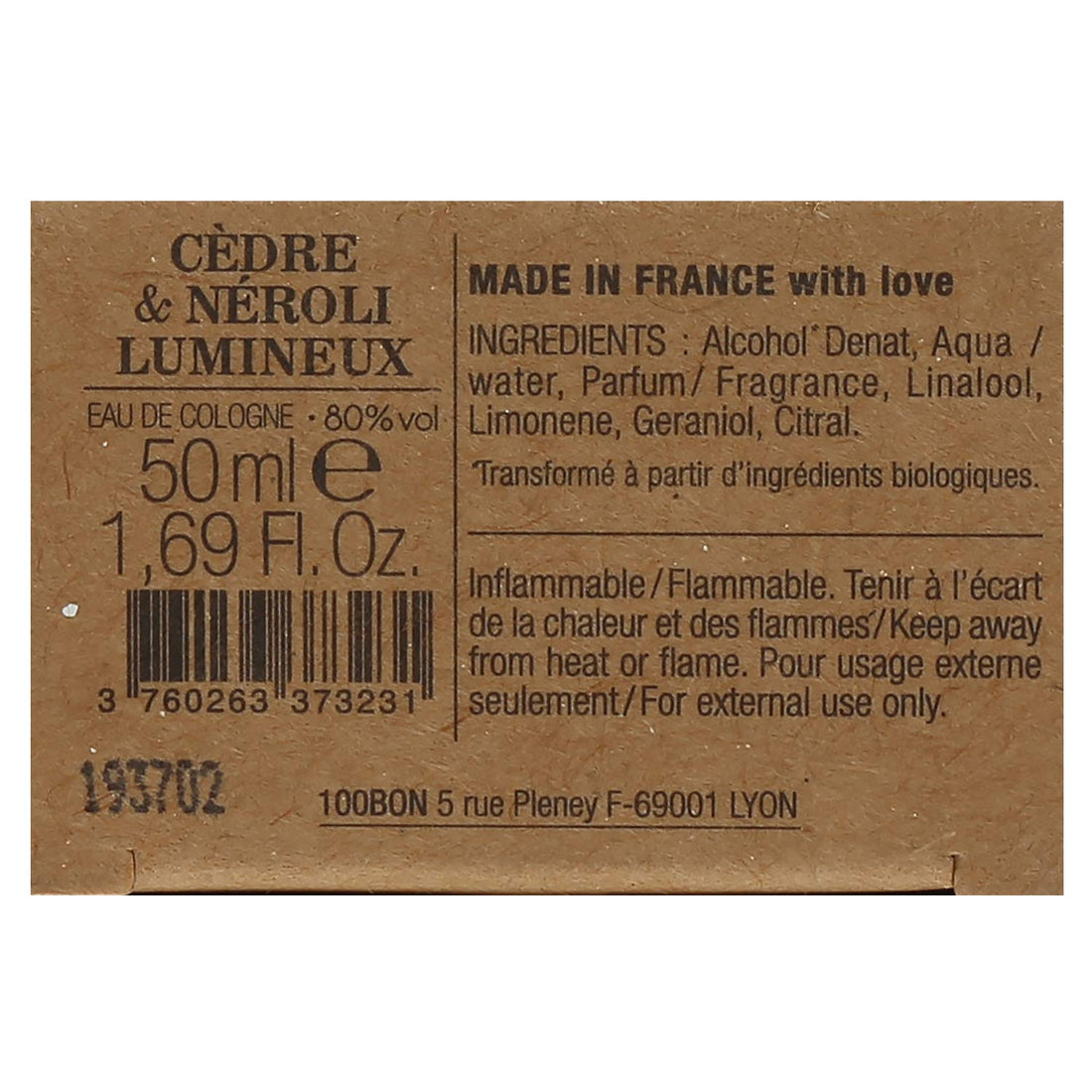 100BON Cedre & Neroli Lumineux Unisex Fragrance – Neroli & Cedar Fragrance for Women & Men – Soothing Organic Fragrance with Sensual, Light & Woody Fragrance - 100% Natural Fragrance Sp