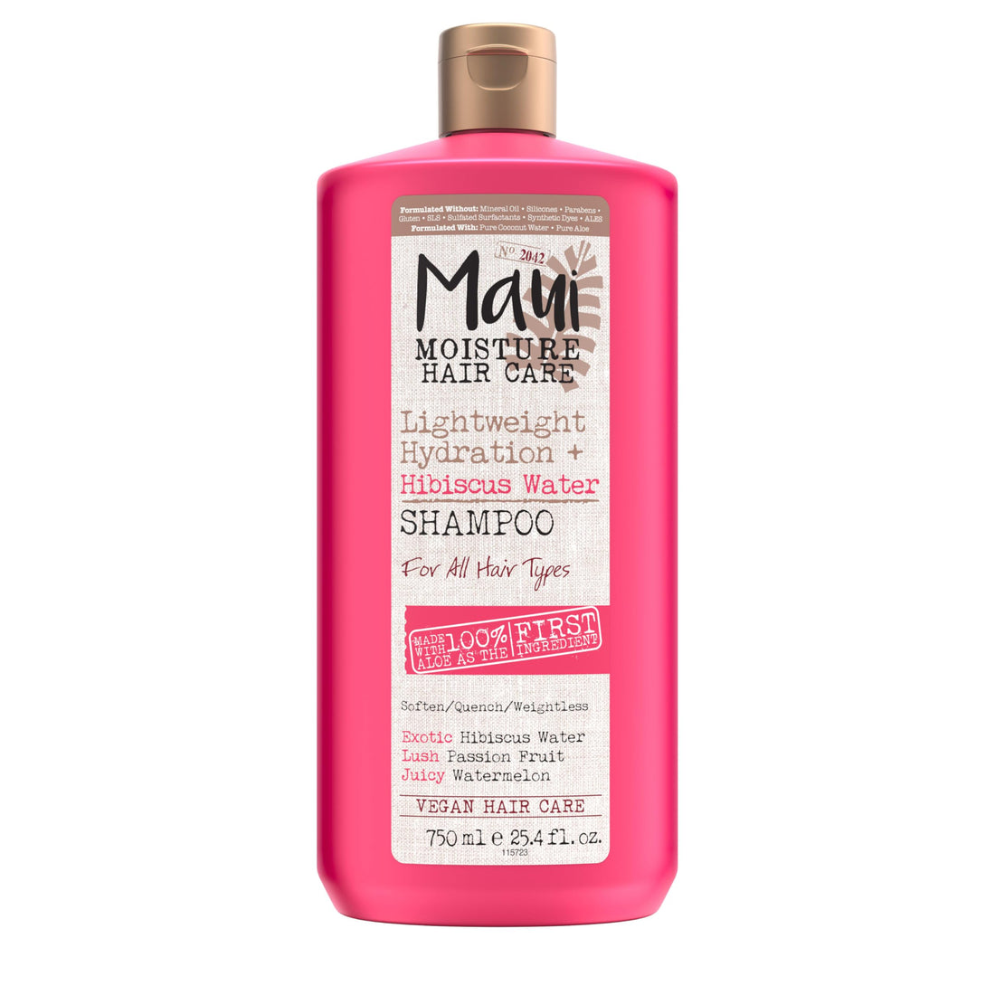 Maui Moisture Lightweight Hydration + Hibiscus Water Shampoo, Moisturizing Shampoo Softens & Quenches Wavy & Curly Hair with Aloe Vera, Vegan & Sulfate-Free Surfactants, 25.4 fl. oz