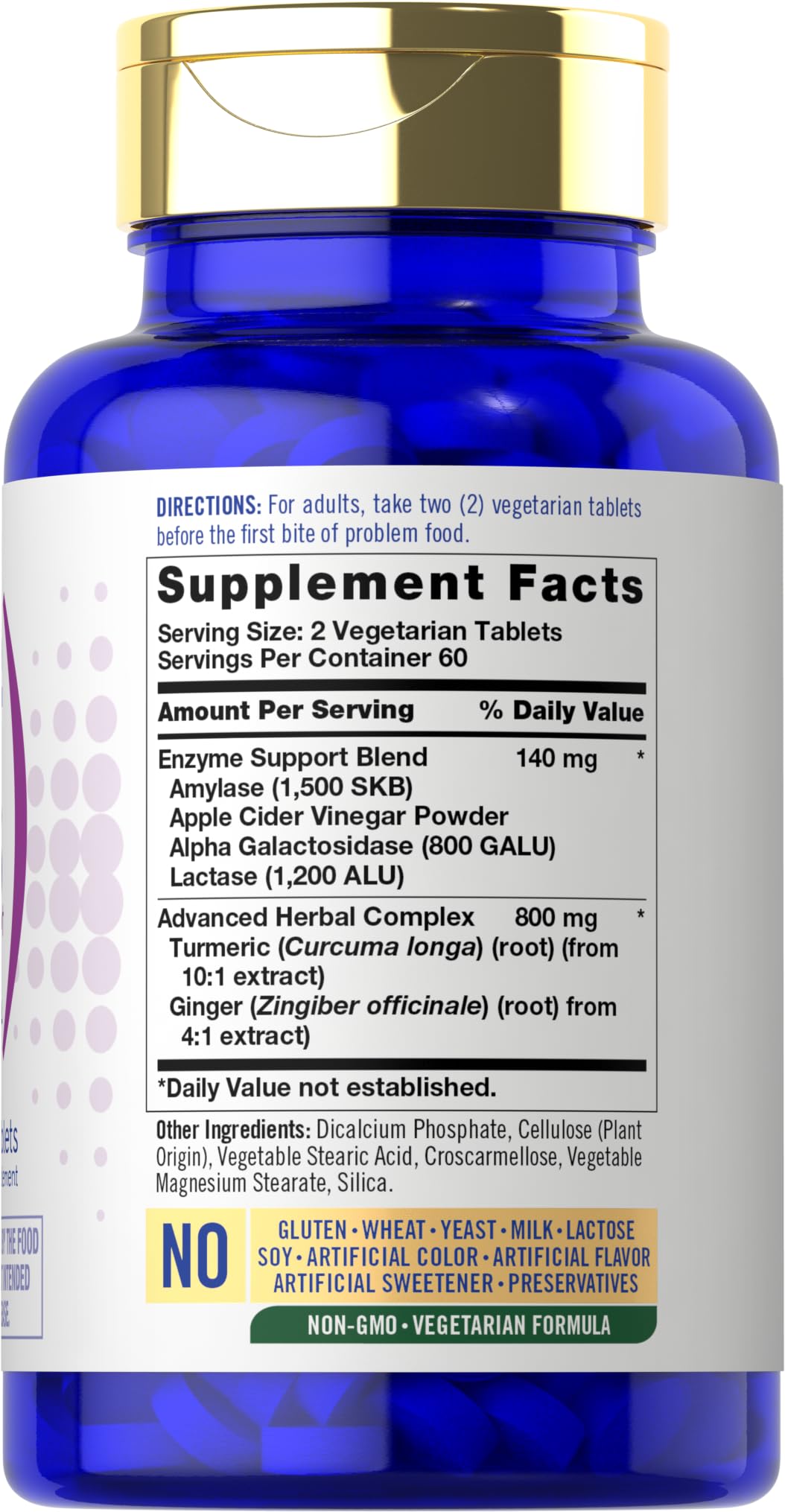 Carlyle Bloat & Gas Support for Men & Women | 120 Tablets | Extra Strength Pills | Supplement with Enzymes, Turmeric, Ginger & More | Non-GMO & Vegetarian Formula
