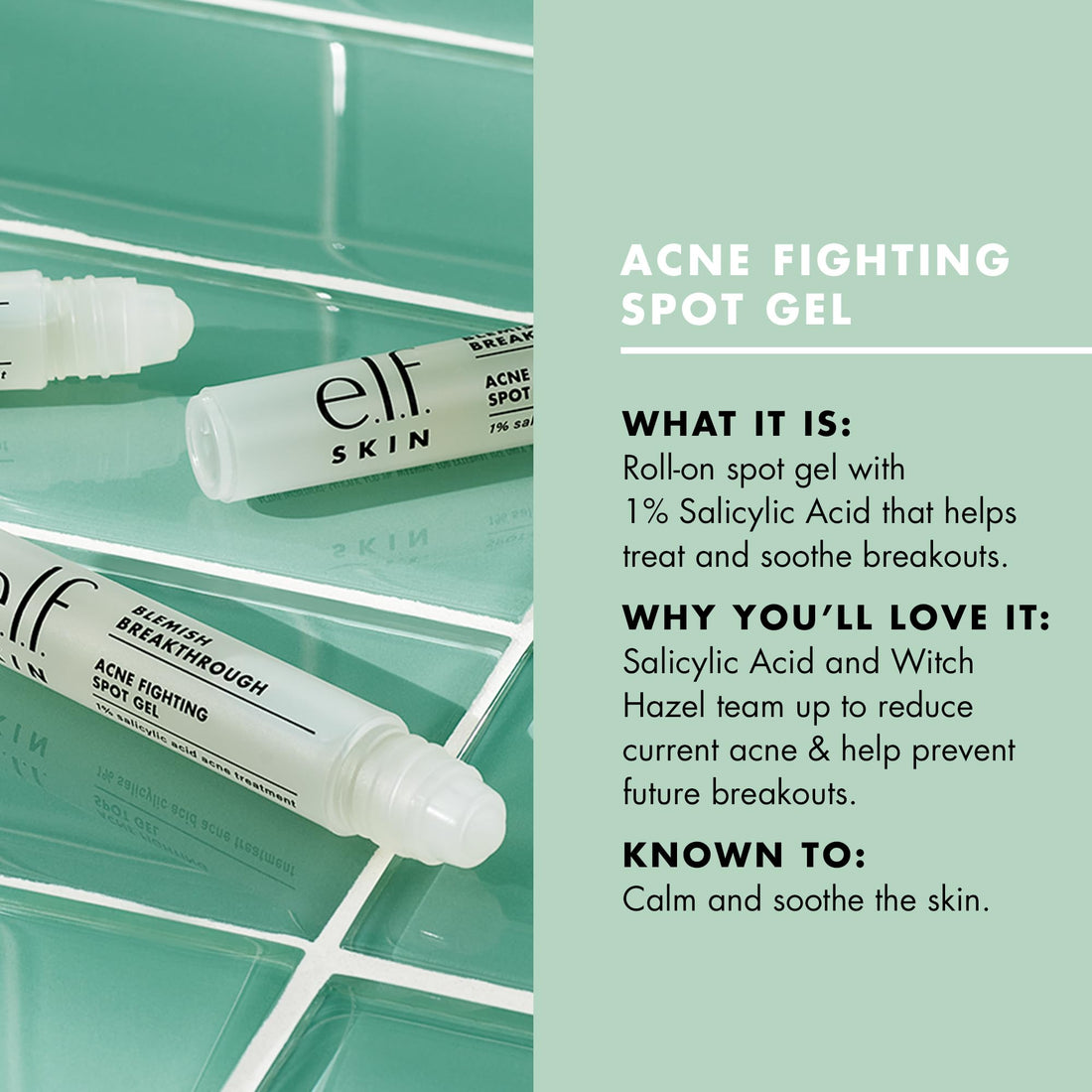 e.l.f. SKIN Blemish Breakthrough Acne Fighting Spot Gel, Roll-on For Treating Blemishes, Made With Salicylic Acid, Vegan & Cruelty-Free