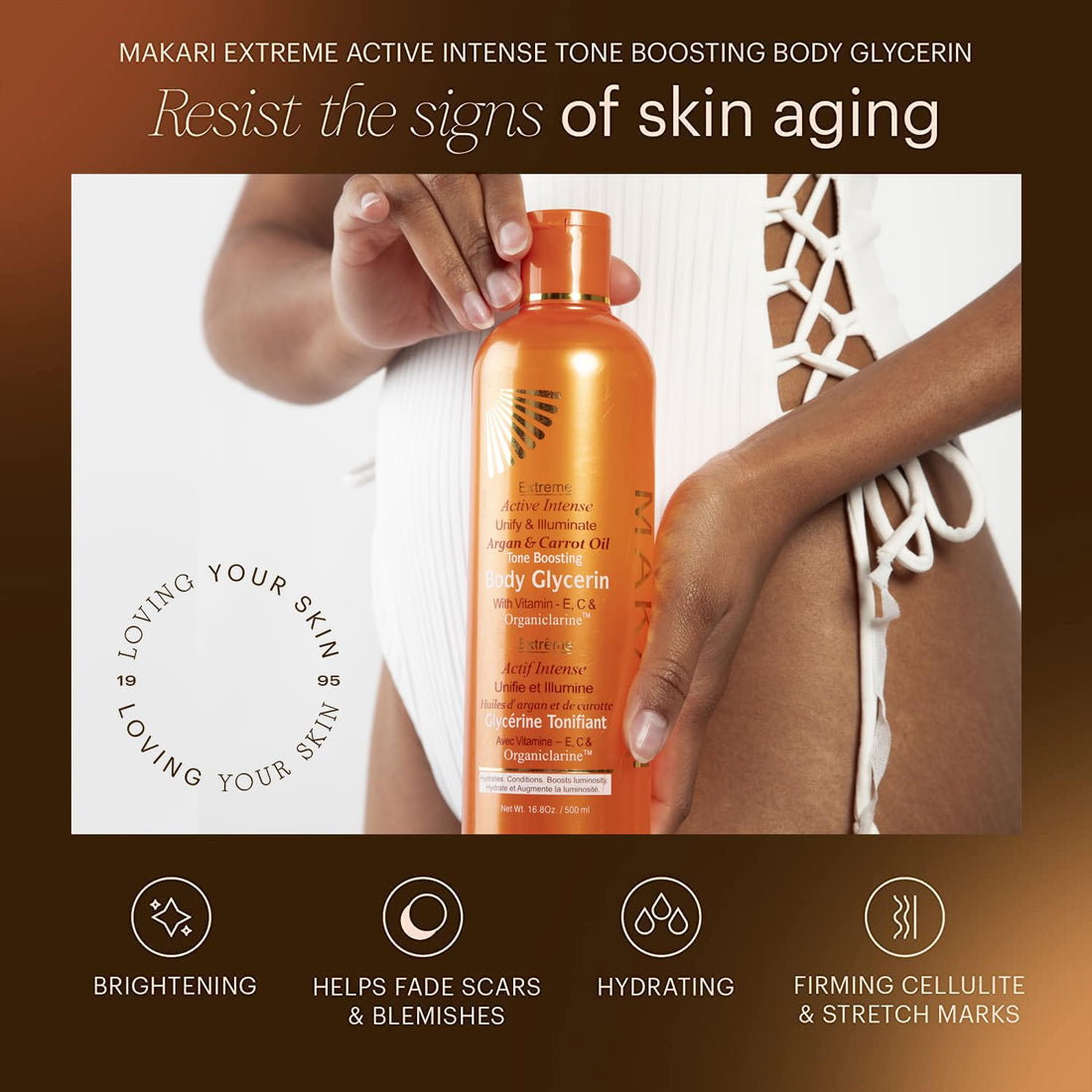 Makari Extreme Carrot & Argan Oil Skin Toning Glycerin 16.8oz - Lightening & Tightening Moisturizer for Face & Body with Organiclarine - Whitening Treatment for Dark Spots